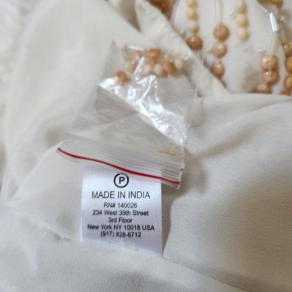 Parker Women’s Tan Cream Beaded Sleeveless Mini Dress Size M - Picture 9 of 17